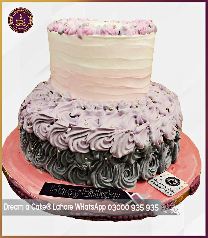 Purple Shades Two Tier Roseate Cake in Lahore