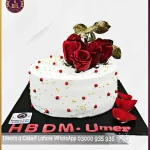 Ravishing Red Fresh Flower Cake in Lahore