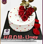 Ravishing Red Fresh Flower Cake in Lahore