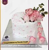 Rosy Pink Fresh Flower Cake in Lahore