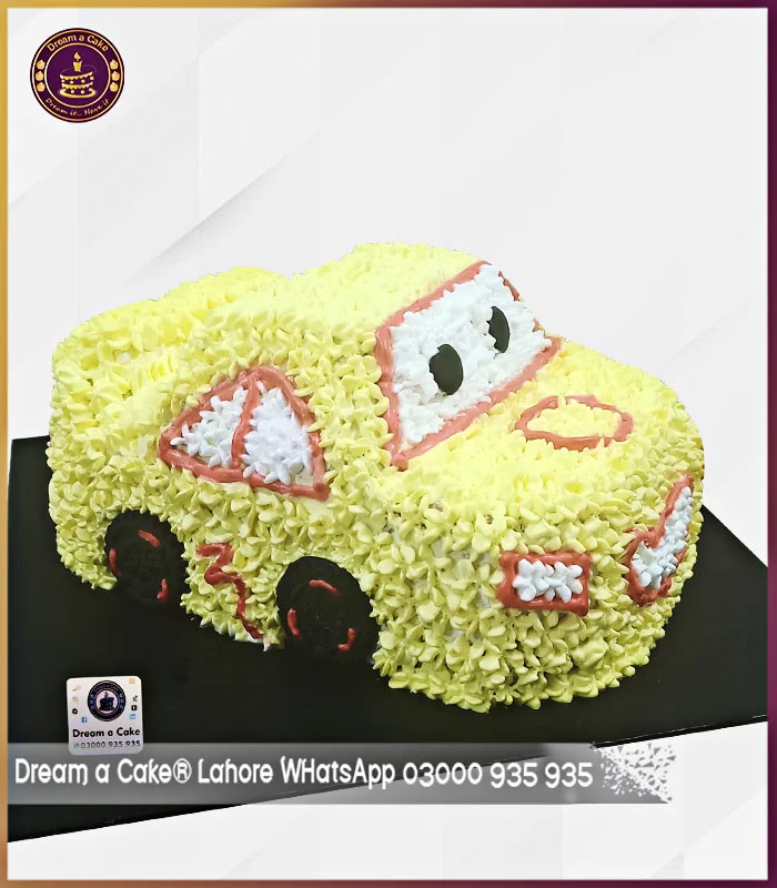 Trendy Yellow Car Cake in Lahore
