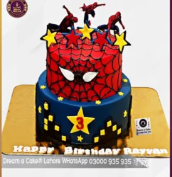 Two Tier Spiderman Cake for 3rd Birthday of Baby Boy in Lahore