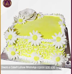 Yellow and White Floral Cake in Lahore