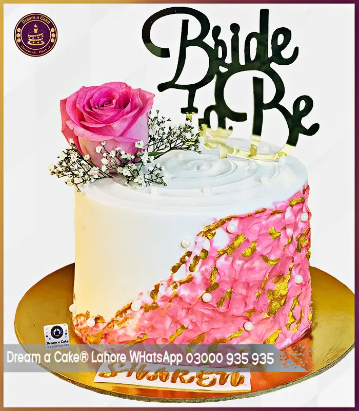 Pink Gold Bride To Be Cake in Lahore