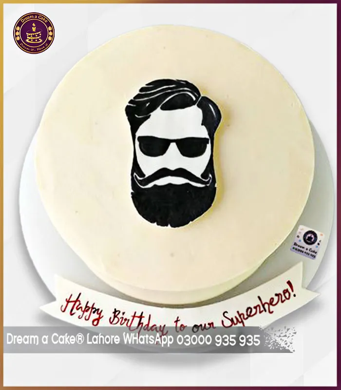 Heroic Blend Beard and Moustache themed Cake in Lahore