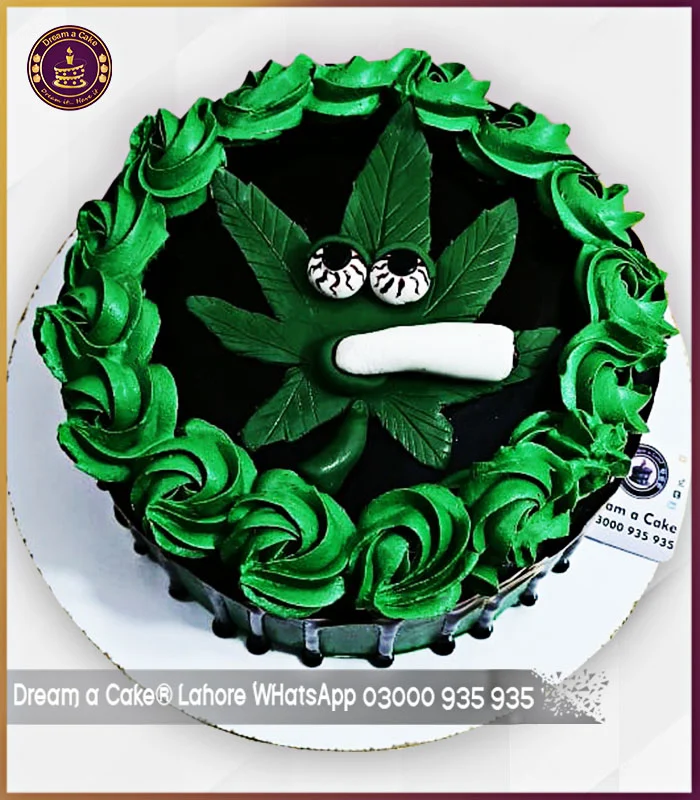 High Times Weed Leaf Smokers' Themed Cake in Lahore
