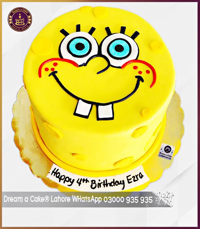 Splashing 4th Birthday SpongeBob Birthday Cake in Lahore