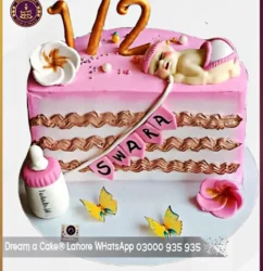 Sweet Six Month Half Birthday Cake for Girls in Lahore