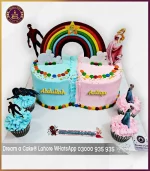 Twin-Tastic Rainbow Blast Cake for birthday of Twins in Lahore