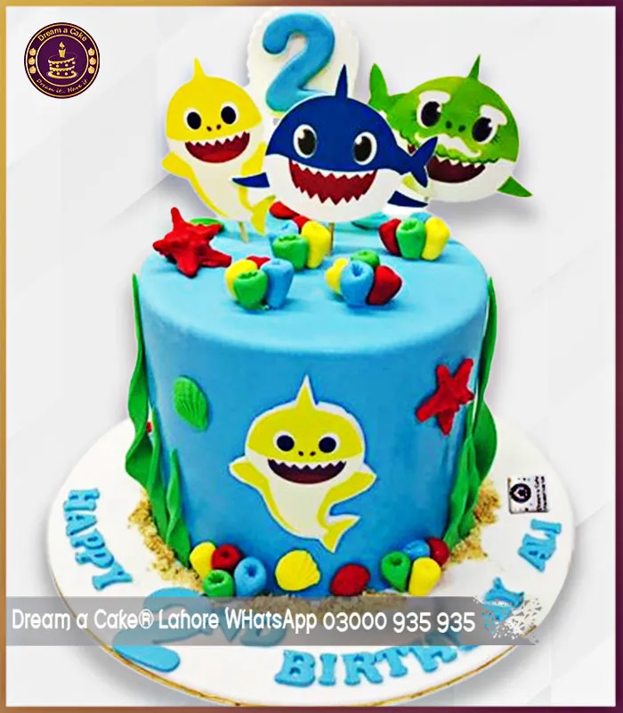 Oceanic 2nd Birthday Baby Shark Themed Cake in Lahore