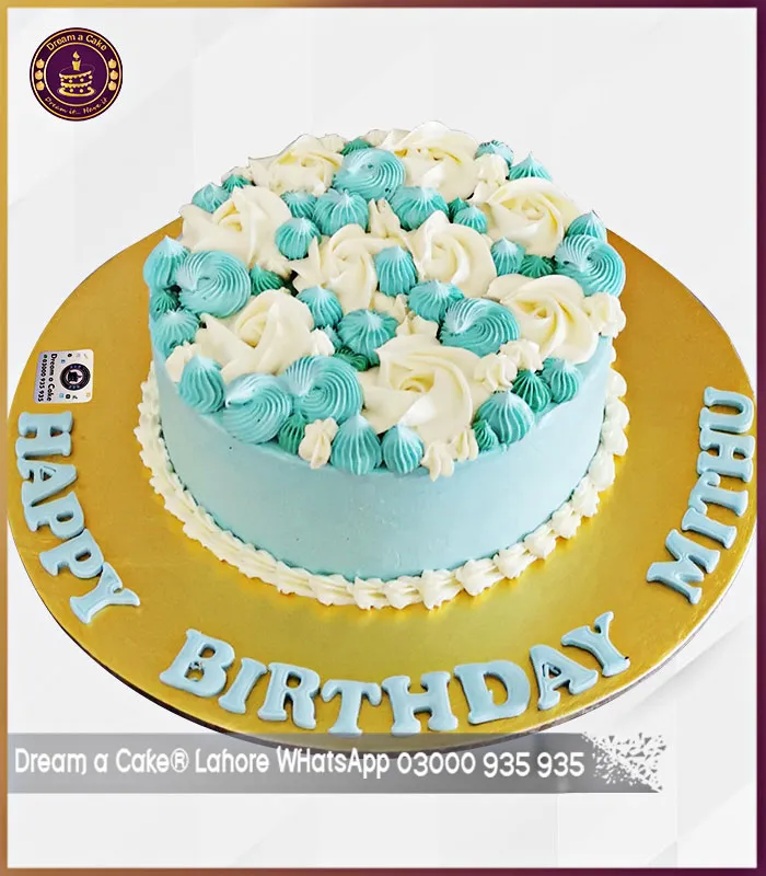 Simple & Sleek Blue Birthday cake in Lahore