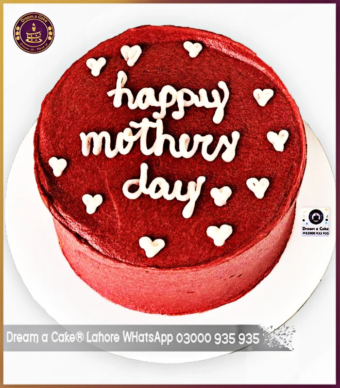 Crimson Passion Red Happy Mothers' Day Cake in Lahore
