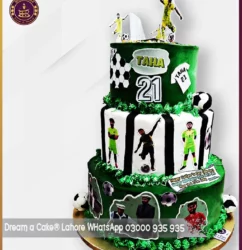 3 Tier Soccer Star Surprise Football Theme Cake in Lahore