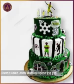 3 Tier Soccer Star Surprise Football Theme Cake in Lahore