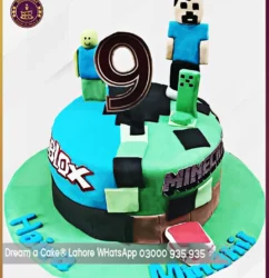 9th Birthday Roblox & Minecraft Mashup Fondant Cake in Lahore