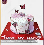 Butterfly Breeze Delicate Pink Floral Cake in Lahore