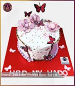 Butterfly Breeze Delicate Pink Floral Cake in Lahore