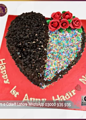 Decadent Affection Sprinkles and Choco Chip Heart Shape Cake in Lahore