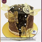 Golden Winged Designed Chocolate Anniversary Cake in Lahore