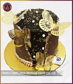 Golden Winged Designed Chocolate Anniversary Cake in Lahore