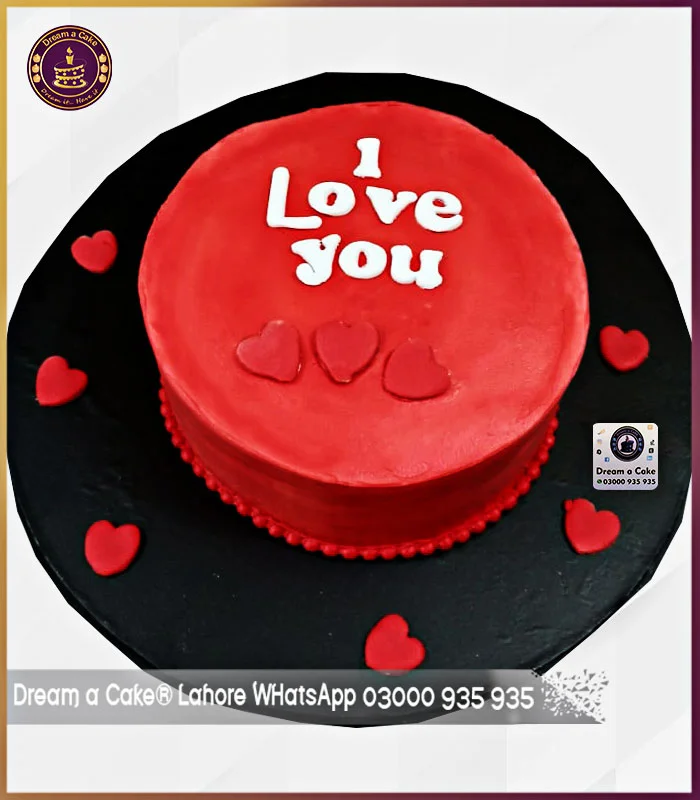 Heartfelt Delights Red 'I Love You' Cake in Lahore
