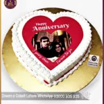 Jubilant Heart Shape Picture Cake for Anniversary in Lahore