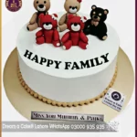 Love Filled Happy Family Theme Teddy Bears Cake in Lahore