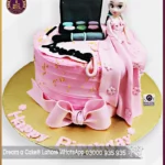 Pretty-in-Pink Glam Makeup Doll Theme Cake in Lahore