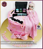 Pretty-in-Pink Glam Makeup Doll Theme Cake in Lahore