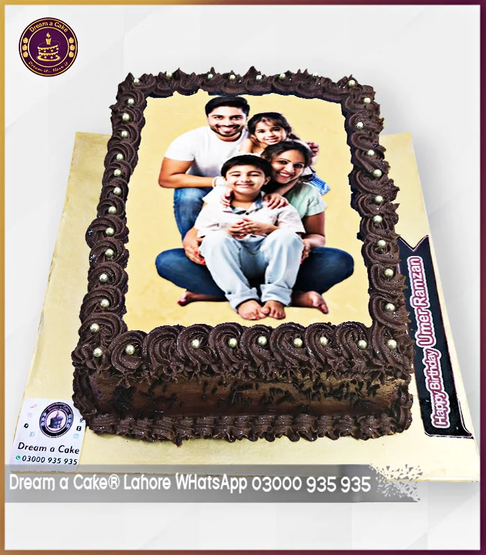 Rich & Tasty Chocolate Family Picture Cake in Lahore