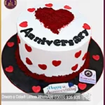 Romantic Reverie Heart-Centered Red Velvet Anniversary Cake in Lahore