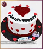 Romantic Reverie Heart-Centered Red Velvet Anniversary Cake in Lahore