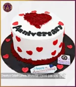 Romantic Reverie Heart-Centered Red Velvet Anniversary Cake in Lahore