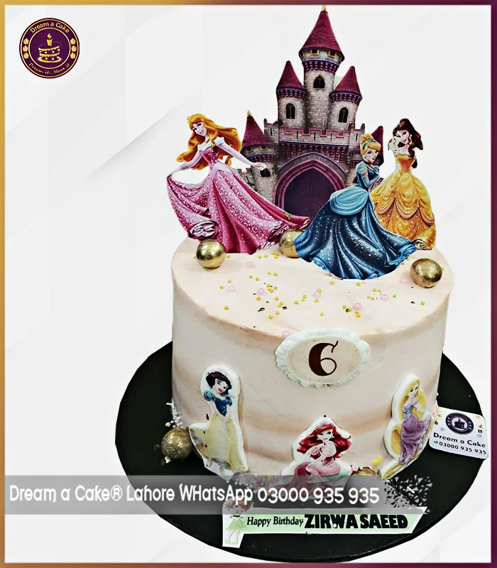 Sixth Birthday Princess Theme Cake in Lahore