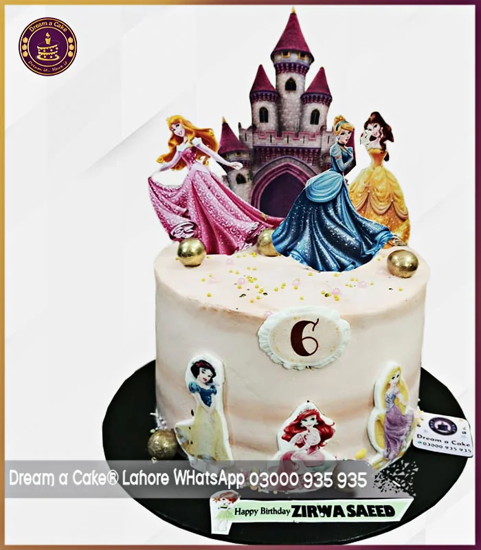 Sixth Birthday Princess Theme Cake in Lahore