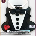 Sophisticated Suiting Cake with Red Rose in Lahore