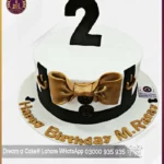 Stylish Sweetness Bow Tie Inspired Second Birthday Cake in Lahore