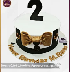 Stylish Sweetness Bow Tie Inspired Second Birthday Cake in Lahore