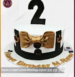 Stylish Sweetness Bow Tie Inspired Second Birthday Cake in Lahore
