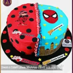 Superhero Spotted Surprise Ladybug and Spiderman Fusion Cake in Lahore