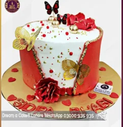 Vermilion Elegance Butterflies Designer Cake in Lahore