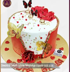 Vermilion Elegance Butterflies Designer Cake in Lahore