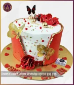 Vermilion Elegance Butterflies Designer Cake in Lahore