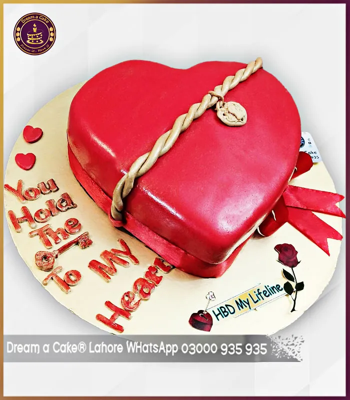 You Hold Key of My Heart Anniversary Cake in Lahore