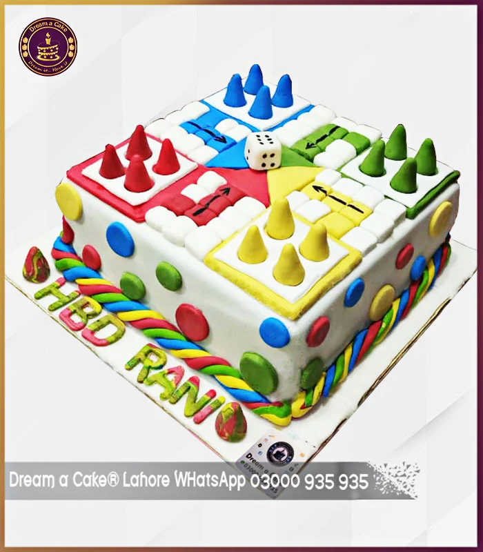 A Delicious Twist on a Classic Game Fondant Made Ludo Cake in Lahore