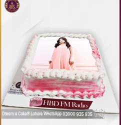 A Delightful Treat Custom Pink Shade Cake with Edible Picture in Lahore