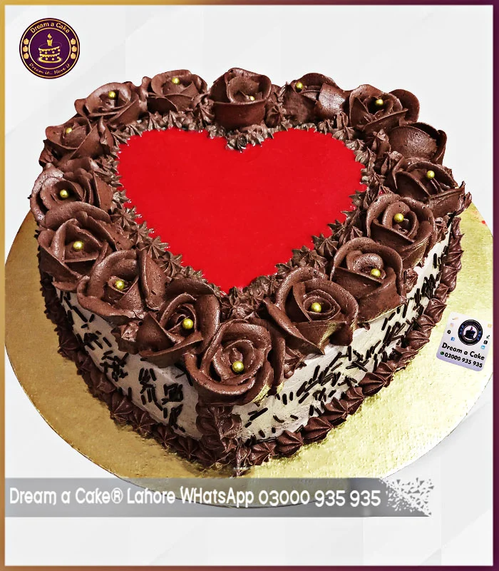 Choco-Strawberry Affair Heart Shape Designer Cake in Lahore