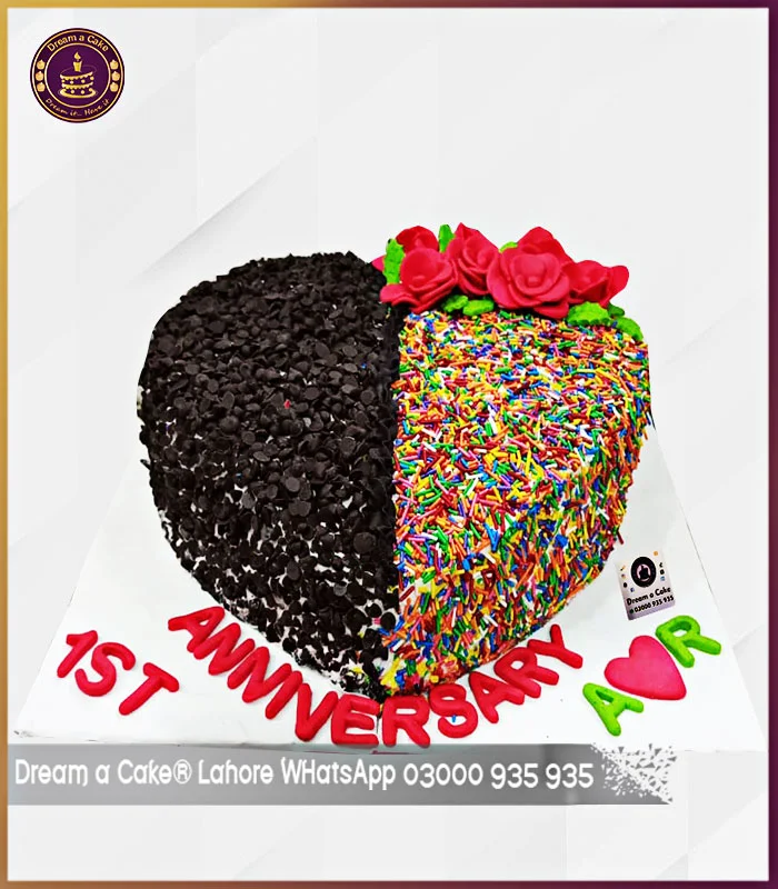 Heart Shape Choco Sprinkles Love Cake in Lahore