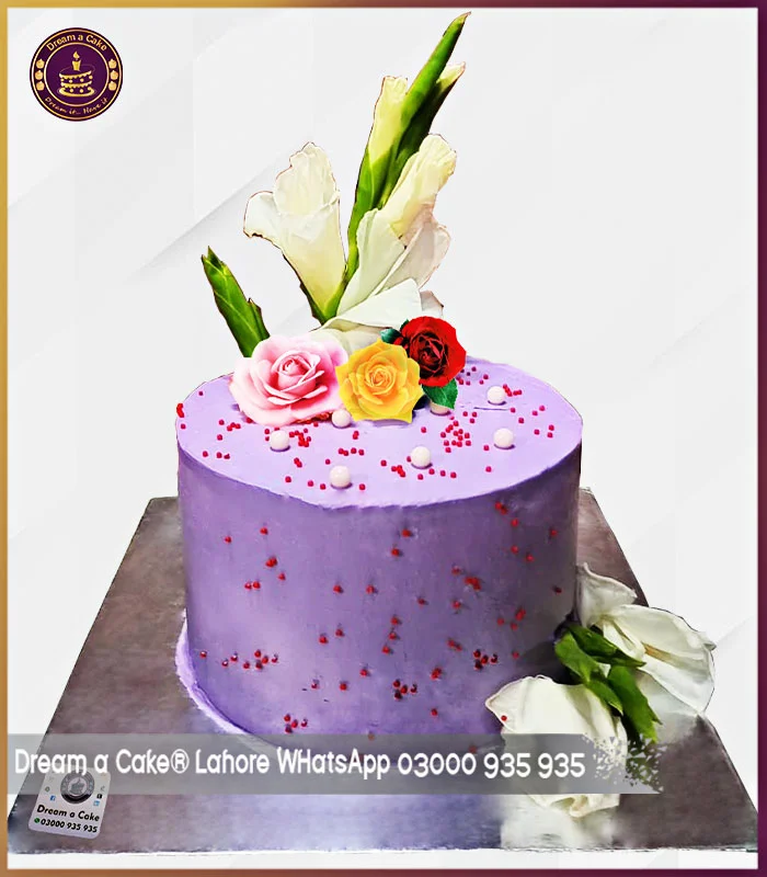 Purple Infused Floral Fusion Cake in Lahore