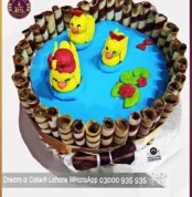 Quack-Tastic Wafer Stick Duck Pond Cake in Lahore